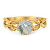 Art Deco Round Natural Stone Beaded Ring