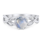 Art Deco Round Natural Stone Beaded Ring