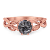 Art Deco Round Natural Stone Beaded Ring