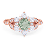 Flower Trillium Round Natural Stone Ring