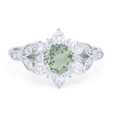 Flower Trillium Round Natural Stone Ring