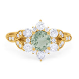 Flower Trillium Round Natural Stone Ring