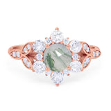 Flower Trillium Round Natural Stone Ring