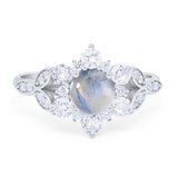 Flower Trillium Round Natural Stone Ring