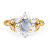 Flower Trillium Round Natural Stone Ring