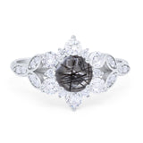 Flower Trillium Round Natural Stone Ring