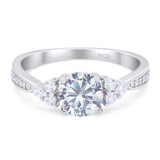 Art Deco Ring Round Moissanite Wedding Ring 925 Sterling Silver