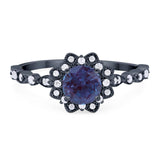 Art Deco Round Natural Stone Flower Ring