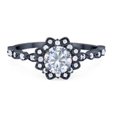 Art Deco Round Natural Stone Flower Ring