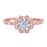 Art Deco Round Natural Stone Flower Ring