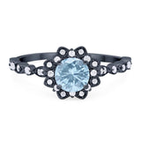 Art Deco Round Natural Stone Flower Ring