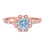 Art Deco Round Natural Stone Flower Ring