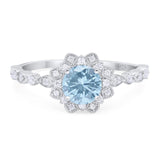 Art Deco Round Natural Stone Flower Ring