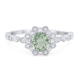 Art Deco Round Natural Stone Flower Ring