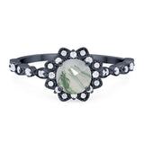 Art Deco Round Natural Stone Flower Ring