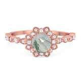 Art Deco Round Natural Stone Flower Ring