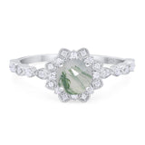 Art Deco Round Natural Stone Flower Ring