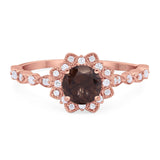 Art Deco Round Natural Stone Flower Ring