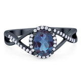 Art Deco Oval Natural Stone Infinity Ring