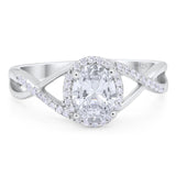 Vintage Style Oval Moissanite Infinity Shank Ring 925 Sterling Silver