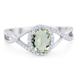 Art Deco Oval Natural Stone Infinity Ring