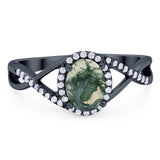 Art Deco Oval Natural Stone Infinity Ring