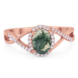 Art Deco Oval Natural Stone Infinity Ring