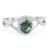 Art Deco Oval Natural Stone Infinity Ring
