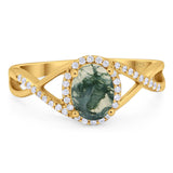 Art Deco Oval Natural Stone Infinity Ring