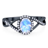 Art Deco Oval Natural Stone Infinity Ring