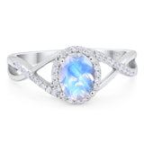 Art Deco Oval Natural Stone Infinity Ring