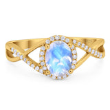 Art Deco Oval Natural Stone Infinity Ring