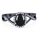 Art Deco Oval Natural Stone Infinity Ring