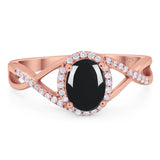 Art Deco Oval Natural Stone Infinity Ring