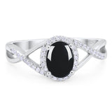 Art Deco Oval Natural Stone Infinity Ring