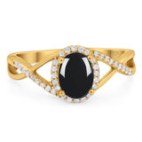 Art Deco Oval Natural Stone Infinity Ring