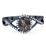 Art Deco Oval Natural Stone Infinity Ring