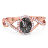 Art Deco Oval Natural Stone Infinity Ring