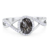 Art Deco Oval Natural Stone Infinity Ring