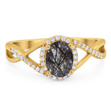 Art Deco Oval Natural Stone Infinity Ring