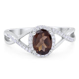 Art Deco Oval Natural Stone Infinity Ring