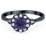 Art Deco Round Natural Stone Flower Ring