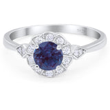 Art Deco Round Natural Stone Flower Ring