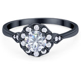 Art Deco Round Natural Stone Flower Ring