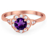 Art Deco Round Natural Stone Flower Ring