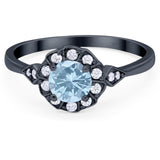 Art Deco Round Natural Stone Flower Ring