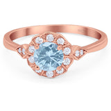 Art Deco Round Natural Stone Flower Ring