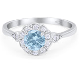 Art Deco Round Natural Stone Flower Ring