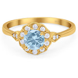 Art Deco Round Natural Stone Flower Ring