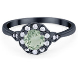 Art Deco Round Natural Stone Flower Ring